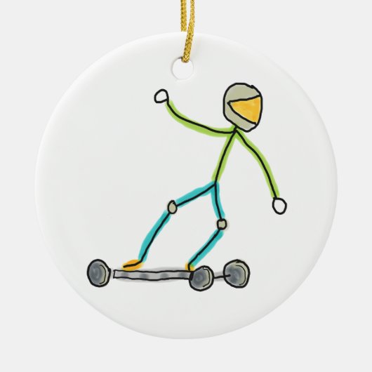 Esk8 Stickman Keramik Ornament (Vorne)