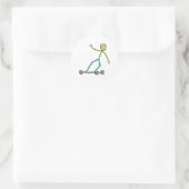 Esk8 Stickman Runder Aufkleber (Tasche)