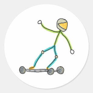 Esk8 Stickman Runder Aufkleber