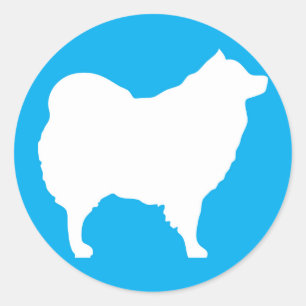 Eskie auf dem blauen Sticker