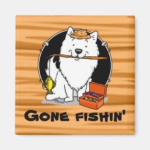 Eskie Fishing American Eskimo Dog - Niedlich Magnet