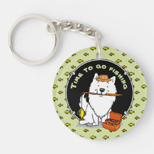 Eskie Fishing American Eskimo Dog - Niedlich Schlüsselanhänger