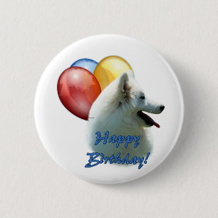 Eskie Happy Birthday Balloon Button