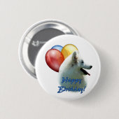 Eskie Happy Birthday Balloon Button (Vorne & Hinten)