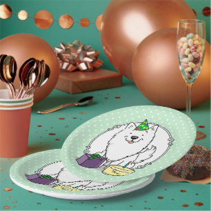 Eskie Happy Birthday Party American Eskimo Dog Pappteller