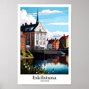 Eskilstuna Schweden Art Vintage Travel Illustratio Poster