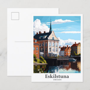 Eskilstuna Schweden Art Vintage Travel Illustratio Postkarte
