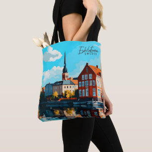 Eskilstuna Schweden Vintage-Kunst-Reiseillustratio Tasche