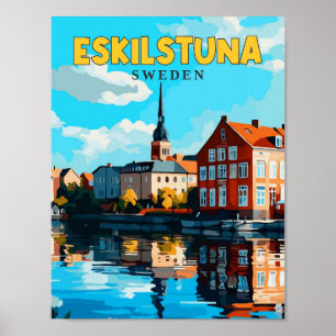 Eskilstuna Schweden Vintage Reise Illustration Poster
