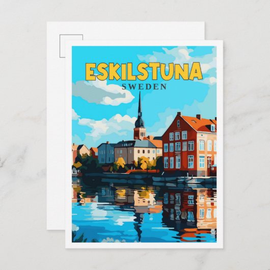 Eskilstuna Schweden Vintage Reise Illustration Postkarte (Vorne/Hinten)