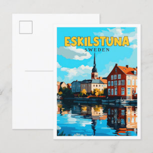 Eskilstuna Schweden Vintage-Reiseillustration Postkarte