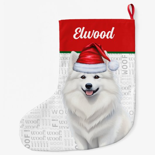 Eskimo Dog Name Woof Großer Weihnachtsstrumpf (Rückseite)