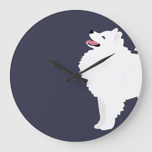 Eskimo Dog Rasse Silhouette Große Wanduhr (Vorderseite)
