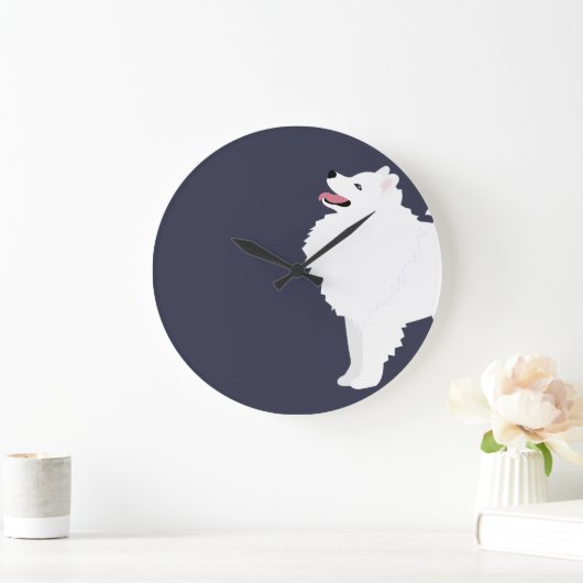 Eskimo Dog Rasse Silhouette Große Wanduhr (Zuhause)