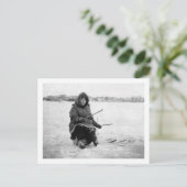 Eskimo Eisfischerei in Nome, Alaska Fotografie Postkarte (Stehend Vorderseite)