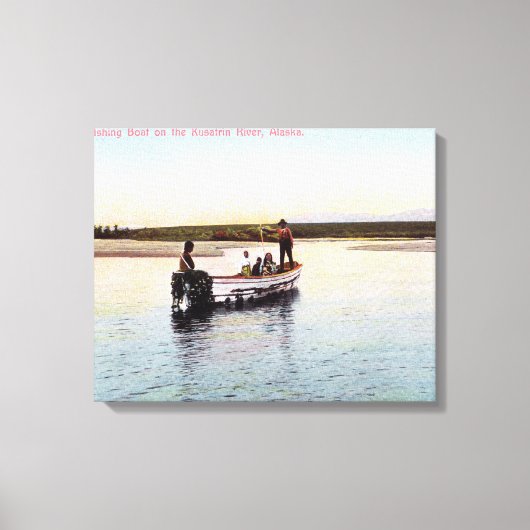 Eskimo Fischerboot auf dem Fluss Leinwanddruck (Vorderseite)