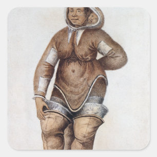 Eskimo Frauen und Baby Quadratischer Aufkleber
