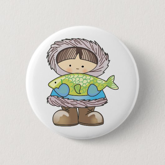 ESKIMO HOLDING FISH BUTTON (Vorderseite)