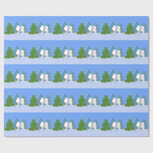 Eskimo-Hund dekoriert Weihnachtsbaum Geschenkpapier (Flach)