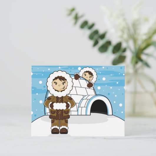 Eskimo & Iglu Postkarte (Stehend Vorderseite)