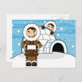 Eskimo & Iglu Postkarte (Vorne/Hinten)