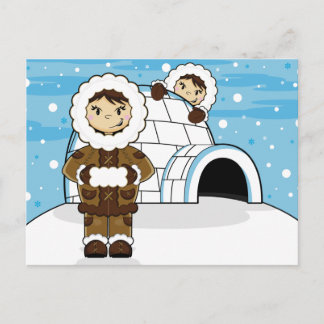 Eskimo & Iglu Postkarte