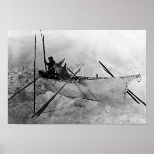 Eskimo in Boat hergestellt mit Skins genannt Omiak Poster (Vorne)