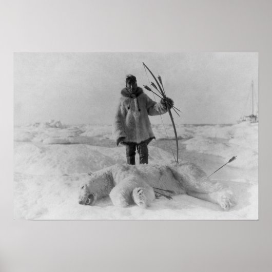 Eskimo Jäger mit Polarbärenfotografie Poster (Vorne)