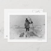 Eskimo Jäger mit Polarbärenfotografie Postkarte (Vorne/Hinten)
