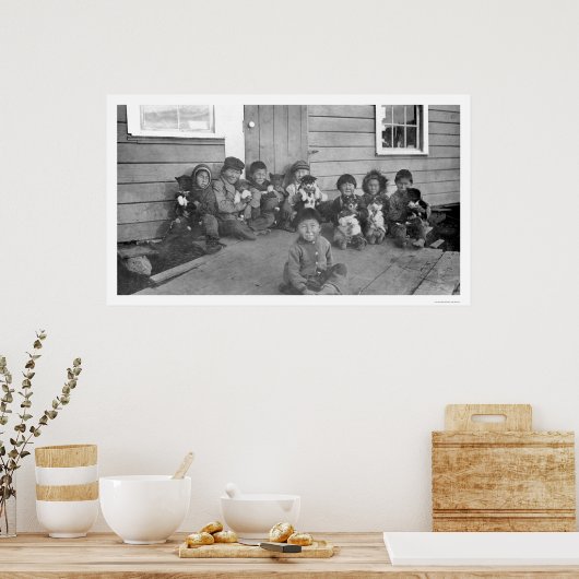 Eskimo Kinder und Welpen 1904 Poster (Küche)