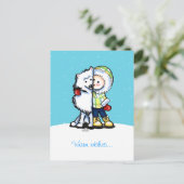 Eskimo Kisses Winter Postkarte (Stehend Vorderseite)