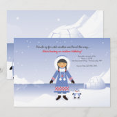Eskimo-Mädchen-Geburtstagsfeier Einladung (Vorne/Hinten)
