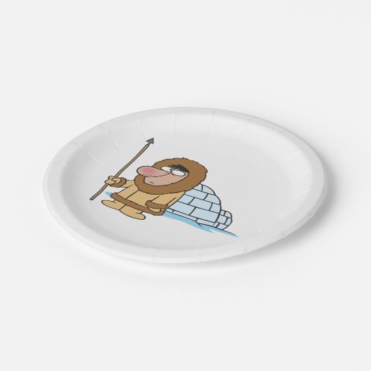 Eskimo und Iglu Pappteller (Schrägansicht)