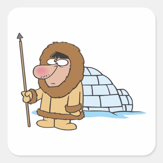 Eskimo und Iglu Quadratischer Aufkleber (Vorderseite)