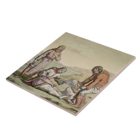 Eskimos, 1817 (Farbstich) Fliese (Seite)