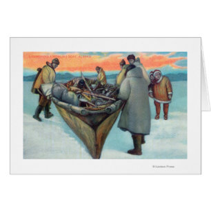 Eskimos, die Walfang-Boot starten