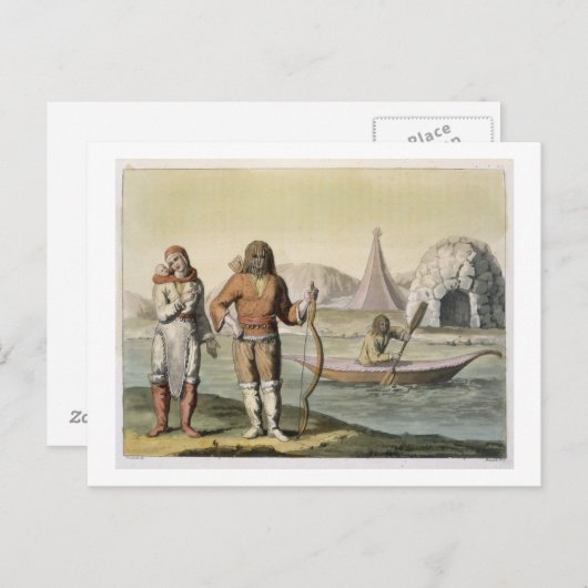 Eskimos in Hudson Bay von 'Le Costume Ancien et Postkarte (Vorne/Hinten)