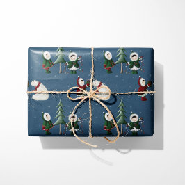 Eskimos & Polar Bears auf blau Geschenkpapier