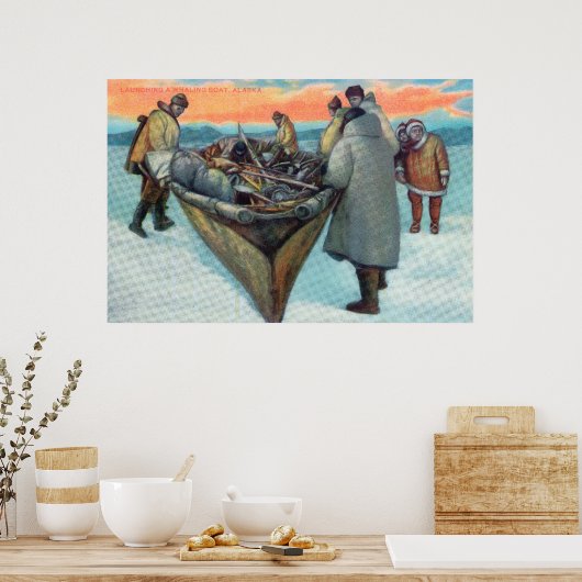 Eskimos starten Whalbootfahren Poster (Küche)