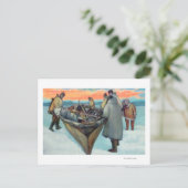 Eskimos starten Whalbootfahren Postkarte (Stehend Vorderseite)