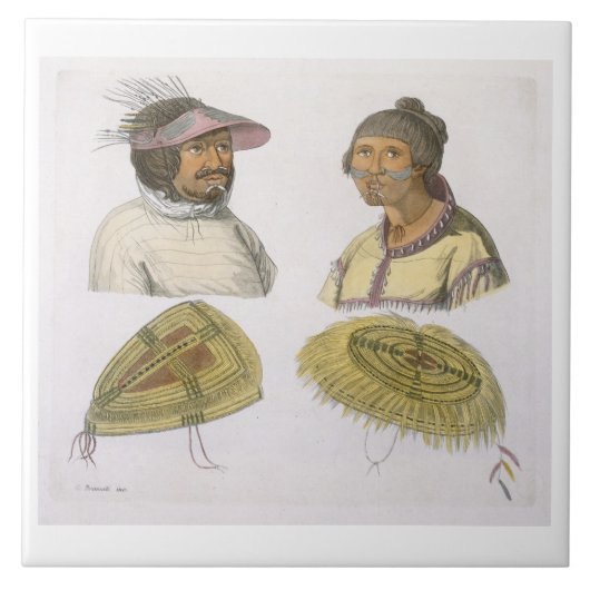 Eskimos von Nordamerika (Farbstich) Fliese (Vorderseite)