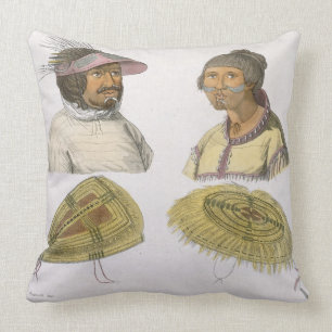 Eskimos von Nordamerika (Farbstich) Kissen