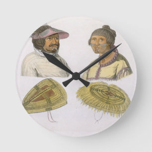 Eskimos von Nordamerika (Farbstich) Runde Wanduhr