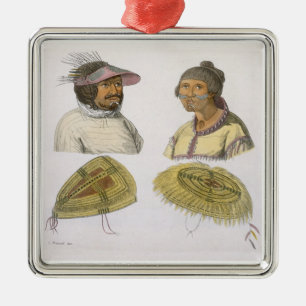 Eskimos von Nordamerika (Farbstich) Silbernes Ornament