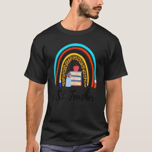 ESL-Lehrer zurück zur Schule Boho Rainbow Unterric T-Shirt (Vorderseite)