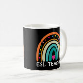 ESL-Lehrerin Boho Rainbow Back to School Appreciat Kaffeetasse (VorderseiteRechts)