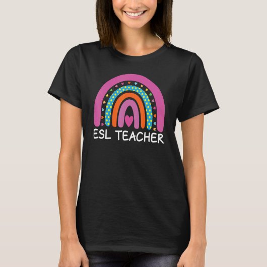 ESL Teacher Boho Rainbow Back To School Appreciati T-Shirt (Vorderseite)