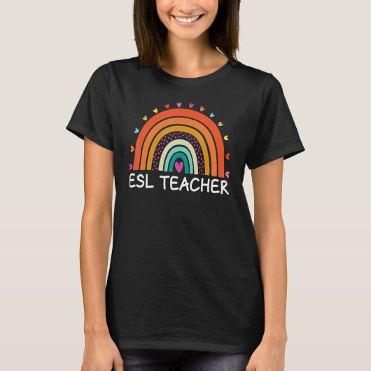 ESL Teacher Boho Rainbow Back To School Appreciati T-Shirt (Vorderseite)