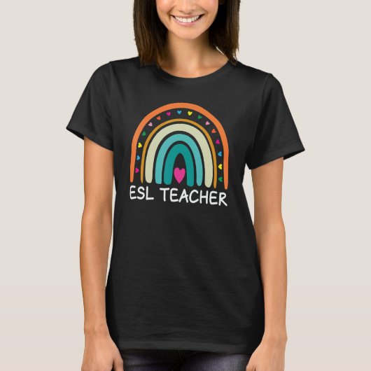 ESL Teacher Boho Rainbow Back To School Appreciati T-Shirt (Vorderseite)