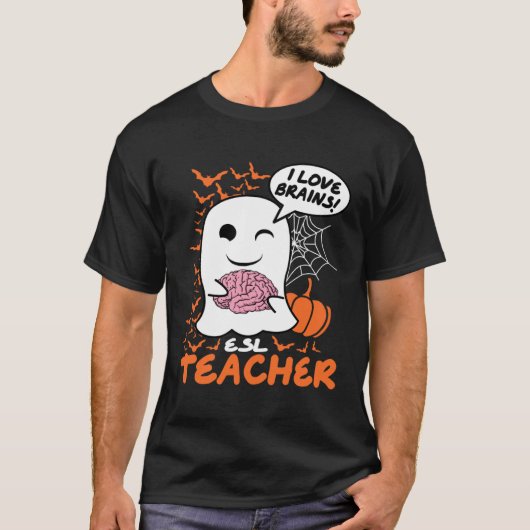ESL Teacher Cute Ghost Halloween Teacher T-Shirt (Vorderseite)